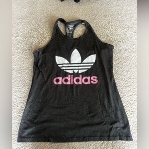 adidas Black Tank Top with Pink and White Logo